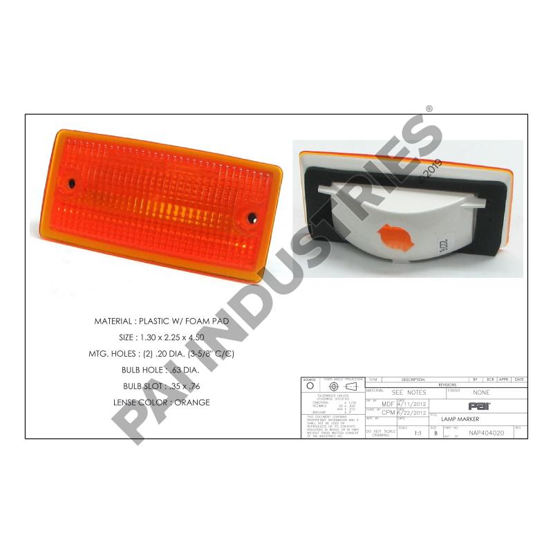 PAI 404020 NAVISTAR 451677C92 CLEARANCE LAMP (AMBER) (USA) – Woodline Parts