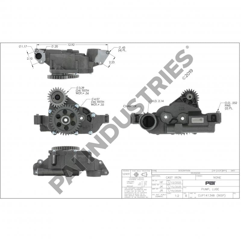 PAI 141348 CUMMINS 5532492 OIL PUMP KIT (ISX) (CAST IRON) (2881757...)