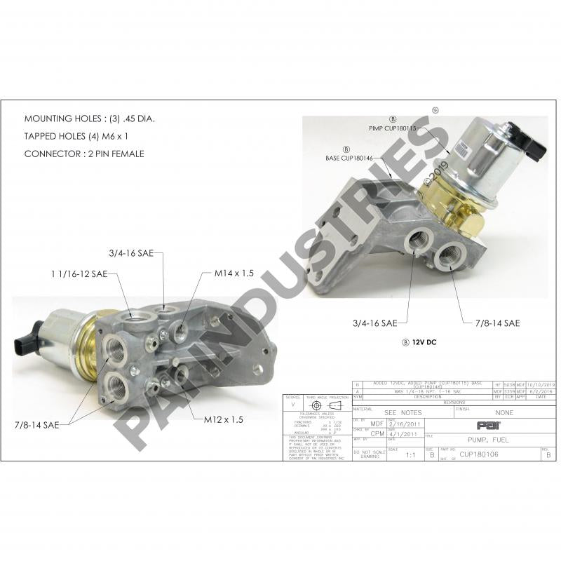 PAI 180106 CUMMINS 4935005 FUEL TRANSFER PUMP (12 VDC) (3990071, 3939894, 3949085, 4935005, 5362269) (USA)