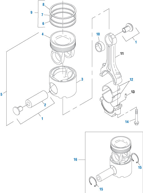 PAI Industries - Caterpillar Engine C10 and C12 Two Piece Piston - 3176 / C9 / C10 / C11 / C12 / C13 Series | woodlineparts.com