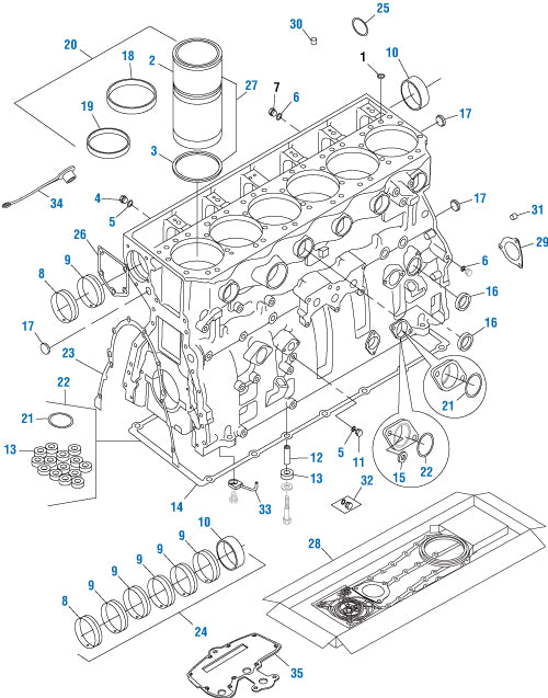 PAI Industries - Caterpillar Engine Cylinder Block - 3176 / C9 / C10 / C11 / C12 / C13 Series | woodlineparts.com