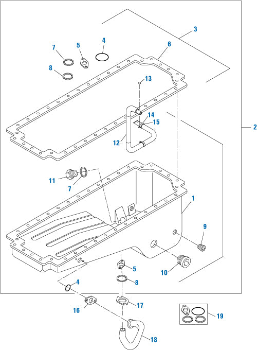 PAI 141281 CUMMINS 3031959 OIL PAN KIT (855 / N14) (44 QT) (REAR SUMP)