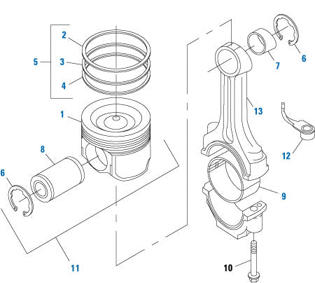 PAI Industries - Caterpillar Engine C11 and C12 One Piece Piston - 3176 / C9 / C10 / C11 / C12 / C13 Series | woodlineparts.com