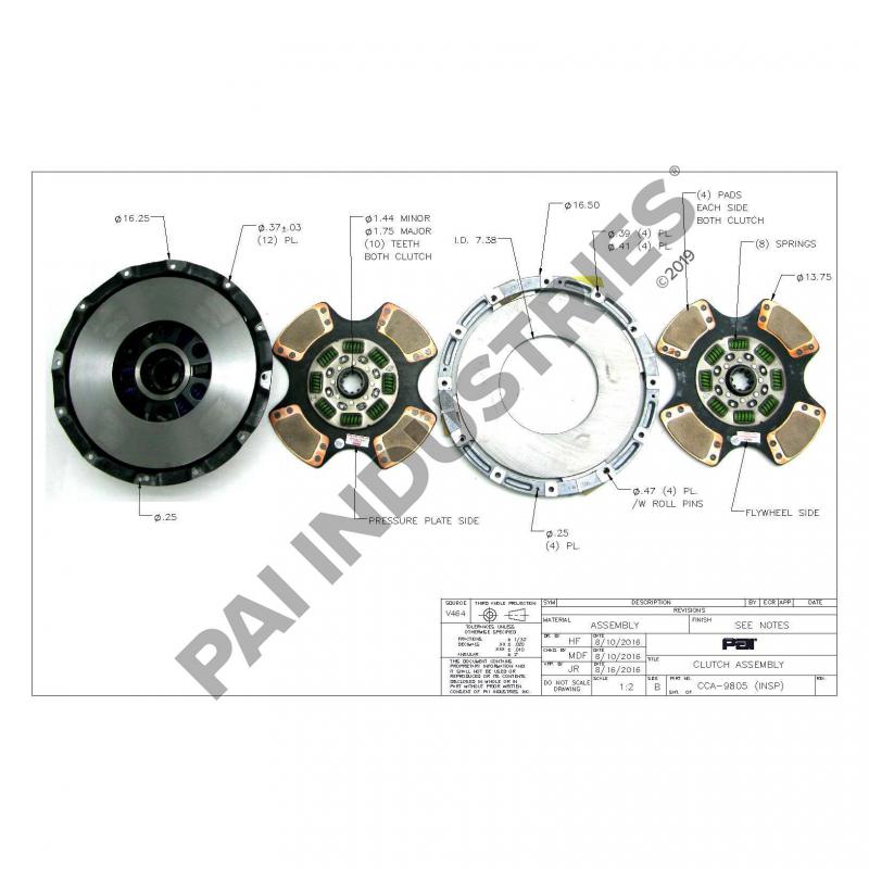 PAI CCA-9805 MACK 10723724 CLUTCH ASSEMBLY (14.00") (2 PLATE) (2500 LB) (USA)