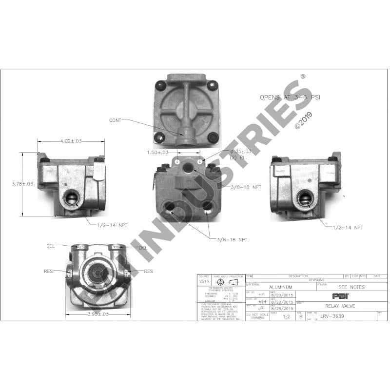 PAI LRV-3639 MACK 5396-KN28060 RELAY VALVE (R-5) (229467, 455975C92) (USA)