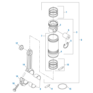 PAI 801182 MACK 21330684 CYLINDER KIT (MADE IN USA) (SEE MV1303-001)