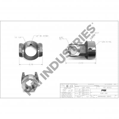 PAI 960062 DANA 10-4-183 STEERING END YOKE (ISR) (1-1/4" SHAFT) (1000) (USA)